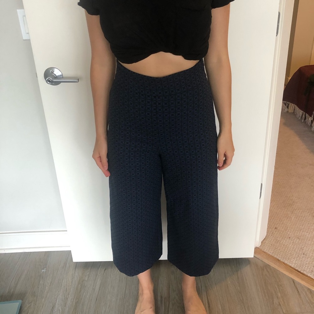 Zara wide-leg cropped pants in blue